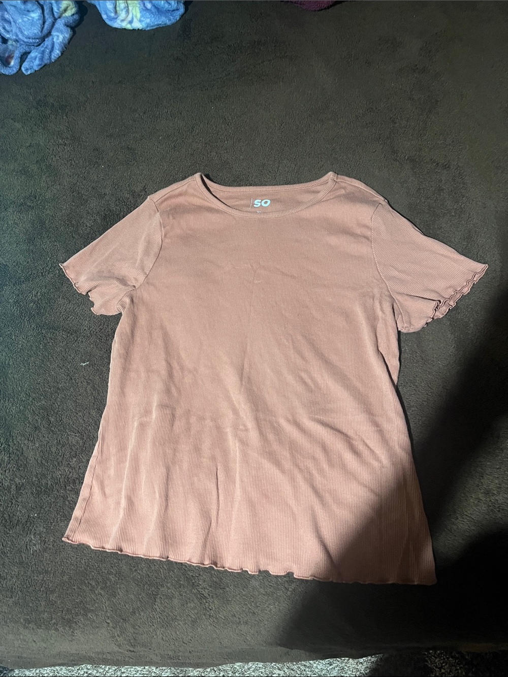 SO Short Sleeve Ribbed Tee in Dusty Pink